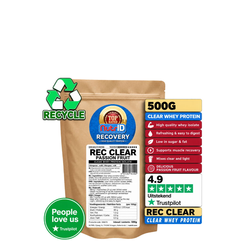 clear whey protein voor duursporters frisse fruitige hersteldrank met eiwit