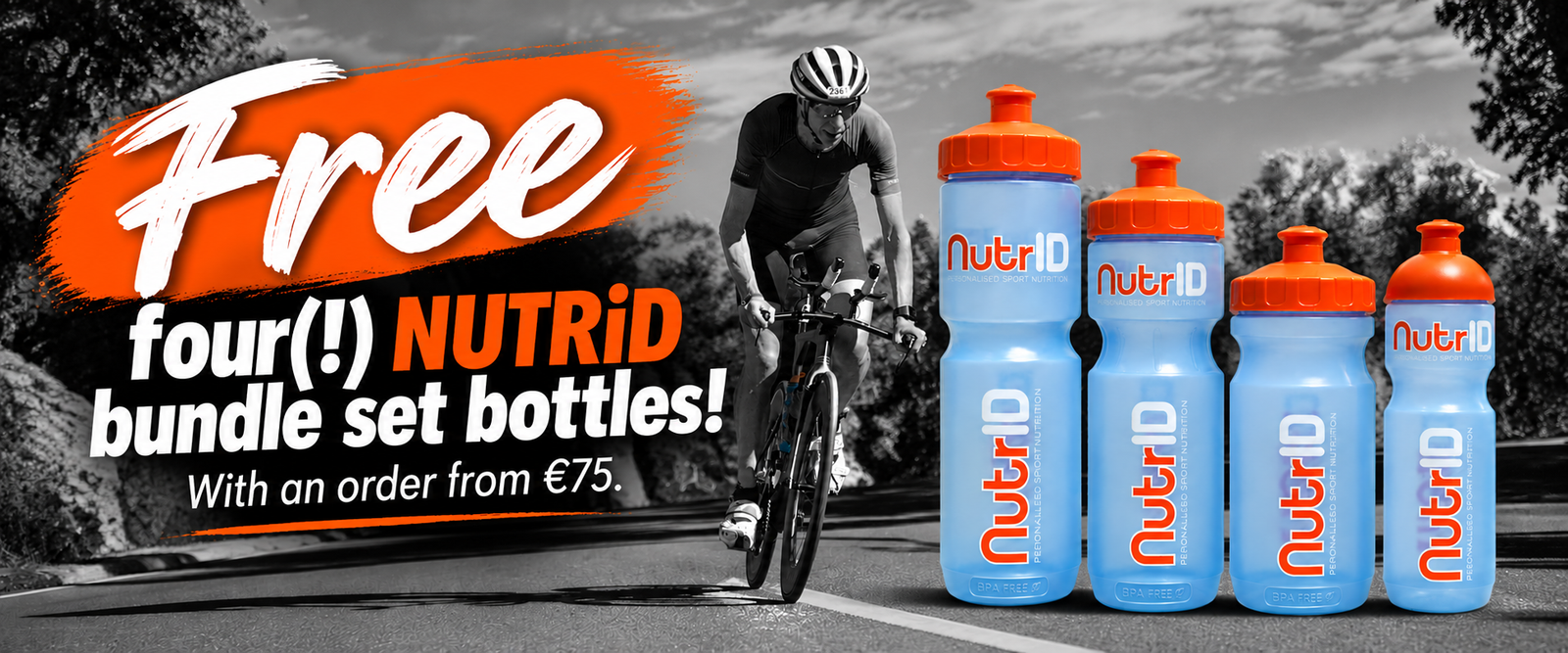 Free four-bottle NutrID bundle set bottles for cyling and running 400ml 600ml 800ml 1000ml 1liter